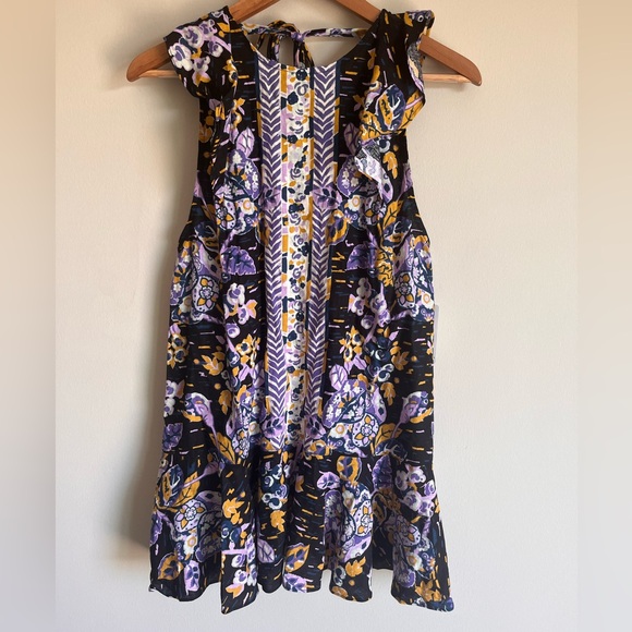 Free People NWT Women's Summer in Tulum Tunic Shirt Top Purple Floral Size Small - Picture 2 of 15